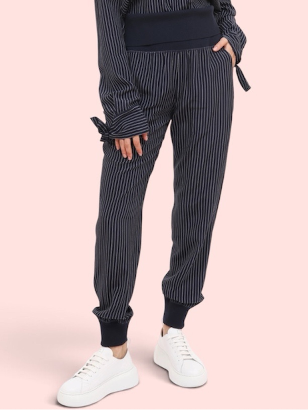 THEORY Pinstripe High Waist Cuff